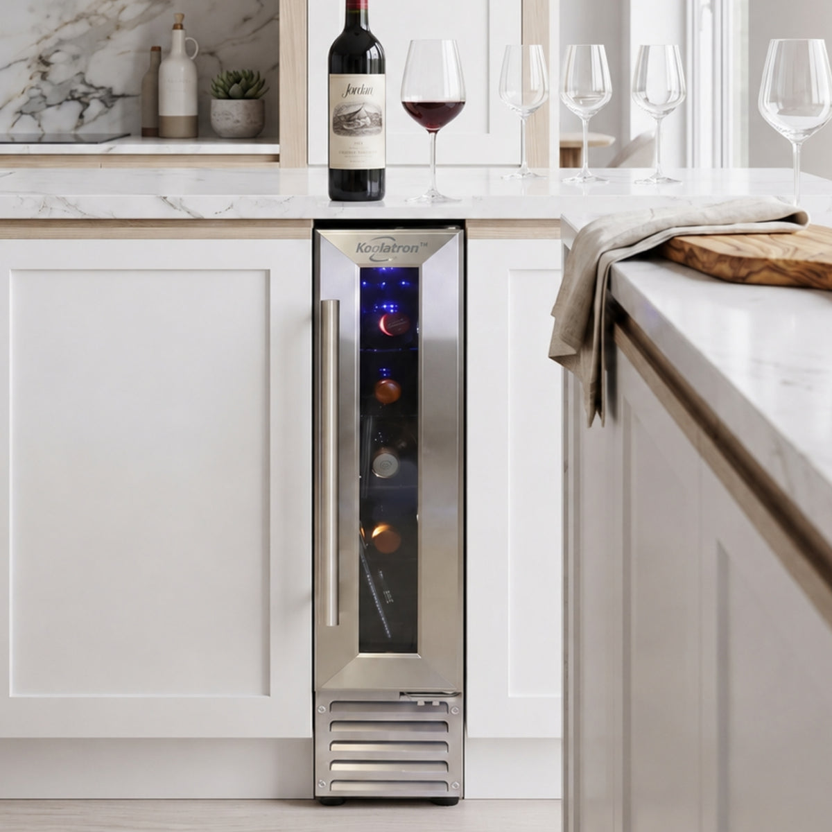 Koolatron 7-Bottle 6 in. Stainless Steel Built-In Wine Refrigerator