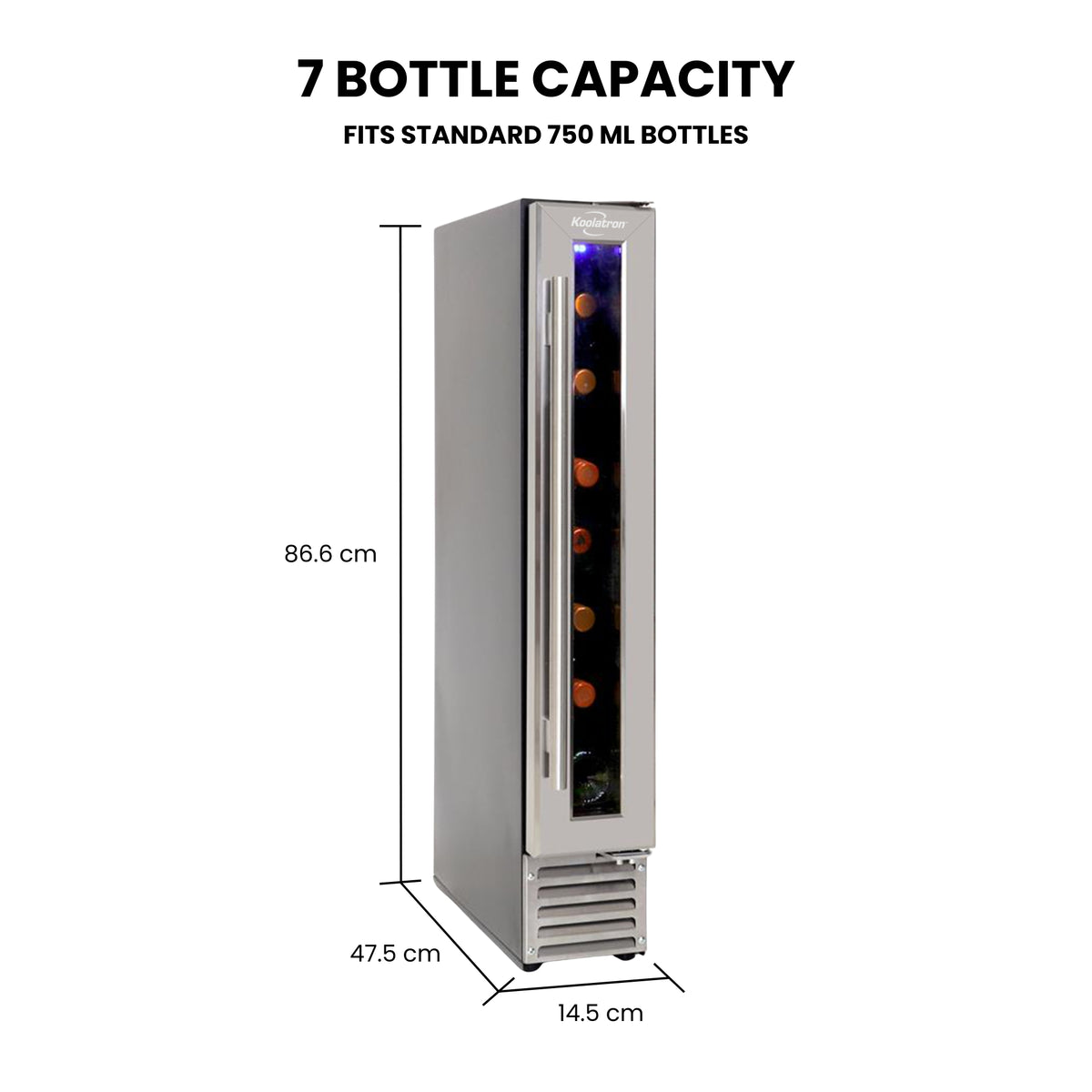 Koolatron 7-Bottle 6 in. Stainless Steel Built-In Wine Refrigerator