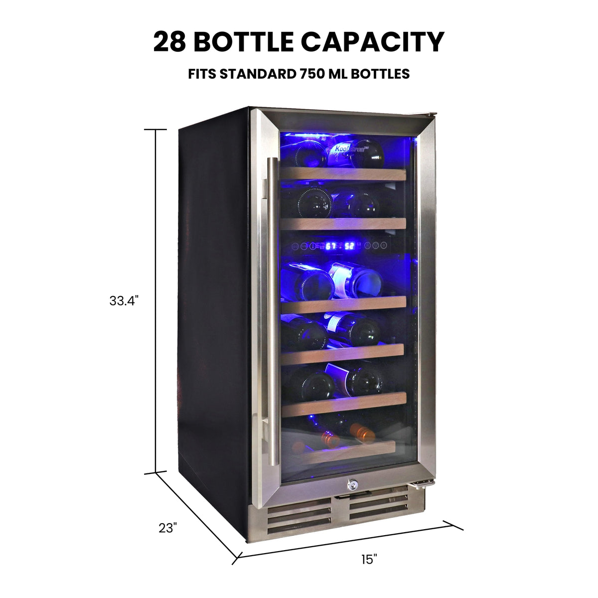 Koolatron 28-Bottle 15 in. Built-In Dual Zone Wine Fridge