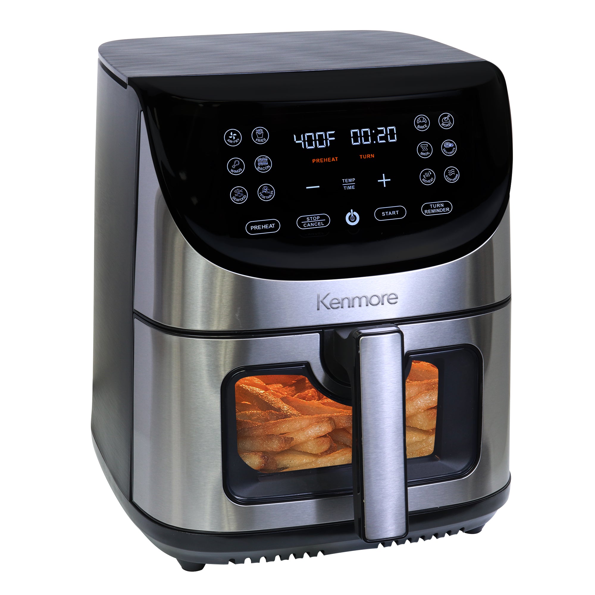 Gourmia 8 Qt Digital Air Fryer with 12-One Touch Presets, Stainless Steel,  Black, 13 in, New