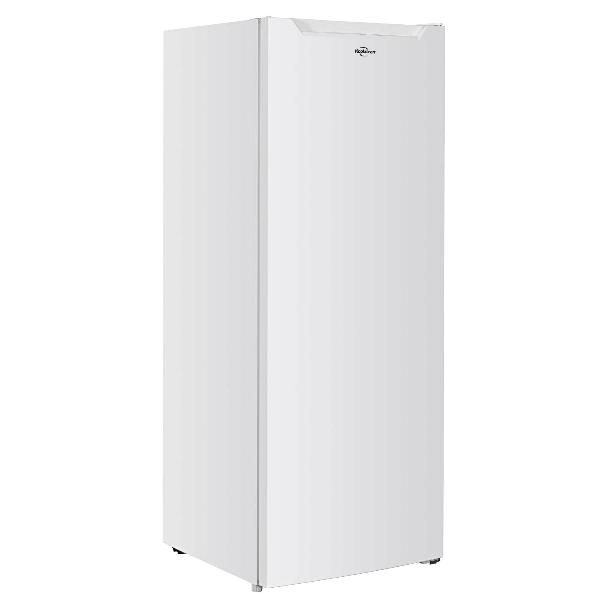 Koolatron compact upright freezer, closed, on a white background