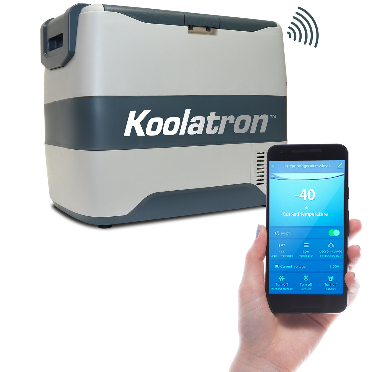 Koolatron 12 Volt Portable Freezer/Refrigerator w/ Bluetooth 42 qt (40L), 12V DC/110V AC Cords, Gray