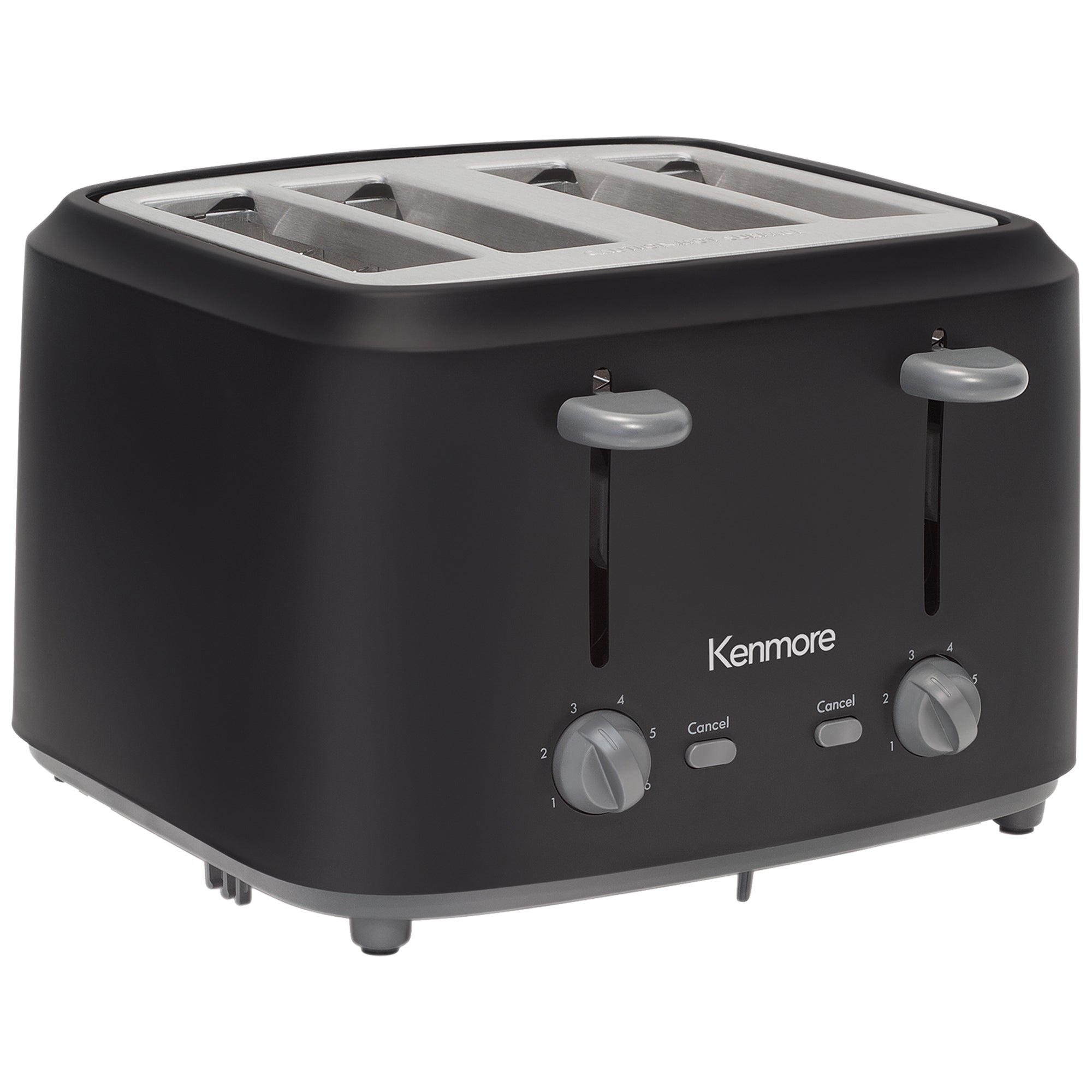 Kenmore 4-slice matte black toaster on a white background