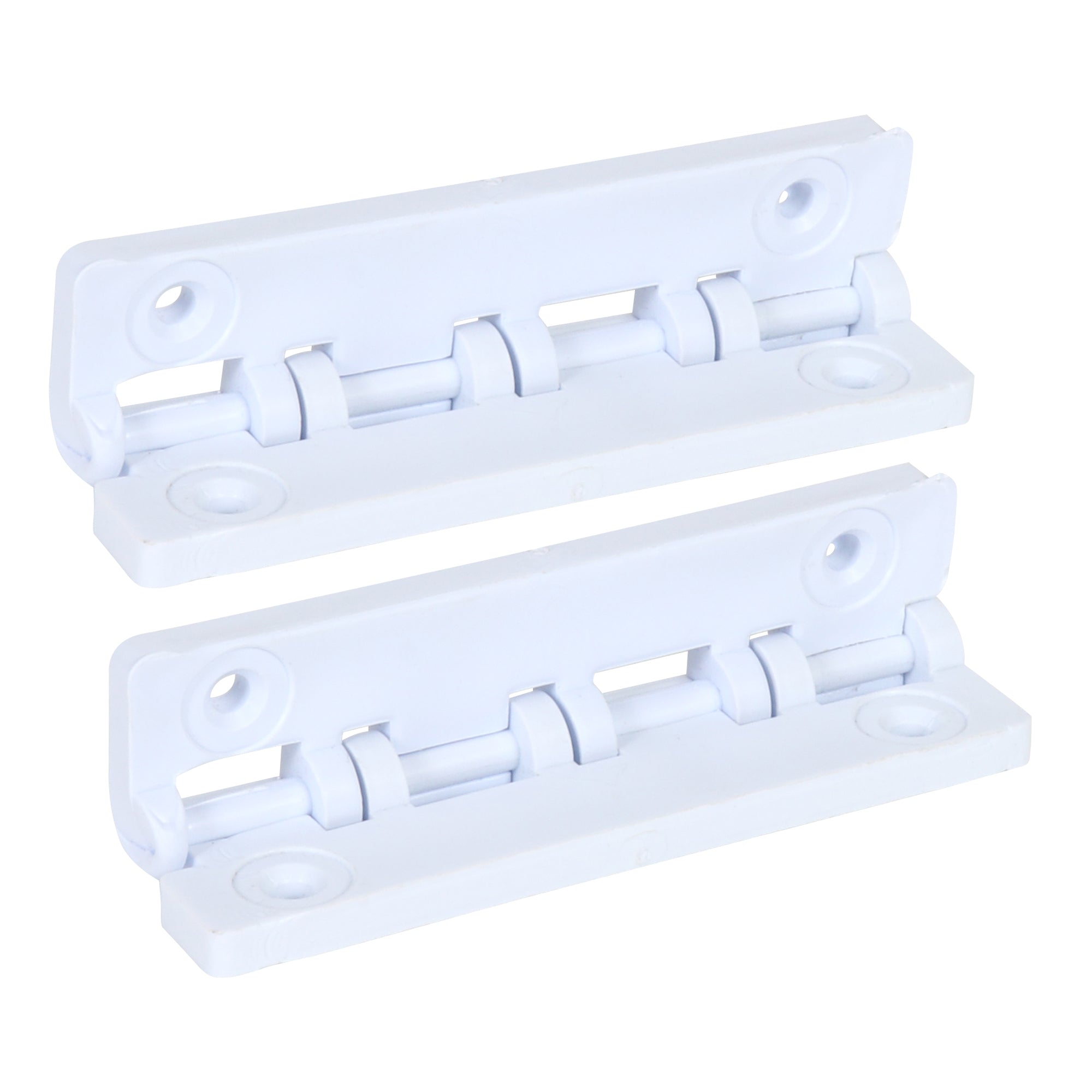 Image of 2 sets of door hinges on a white background.