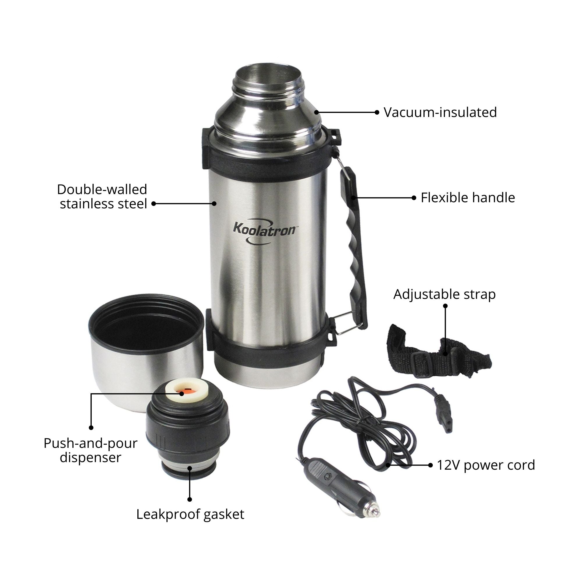 Koolatron 402401 12V 1 L Thermos Bottle