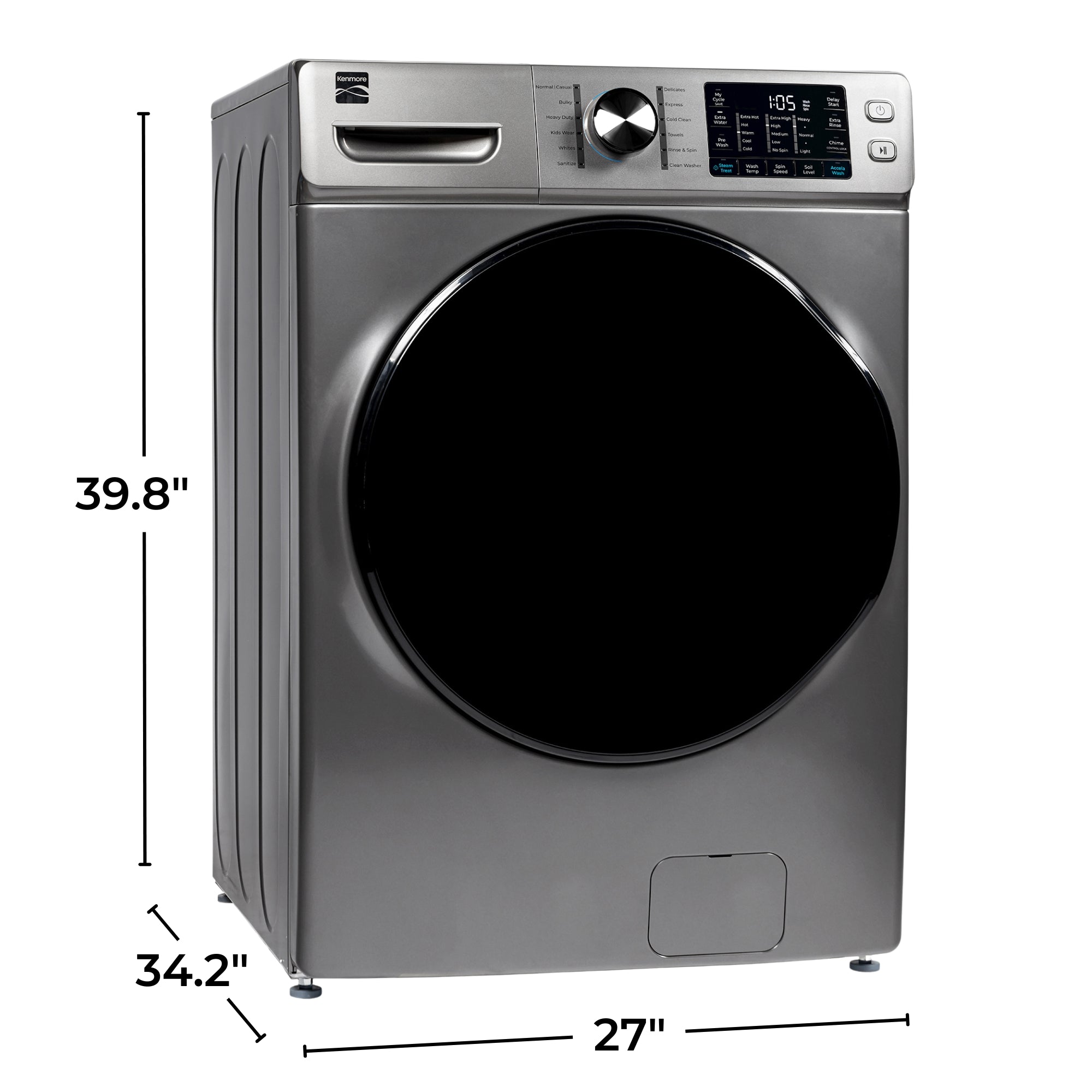 Kenmore 4.5 cu. ft. Front-Load Washer w/ Steam – Metallic Steel