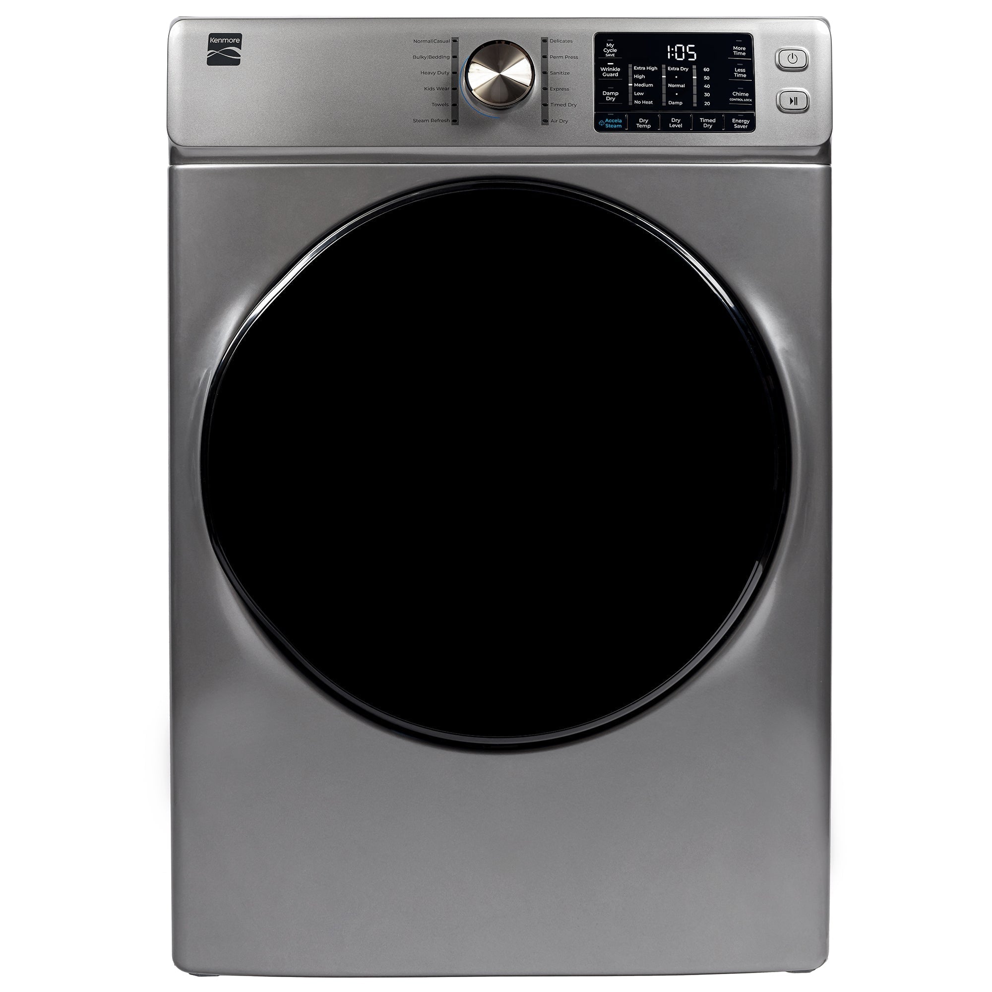 Kenmore 8.0 cu. ft. Dryer w/ Smart Dry & Steam – Metallic Steel