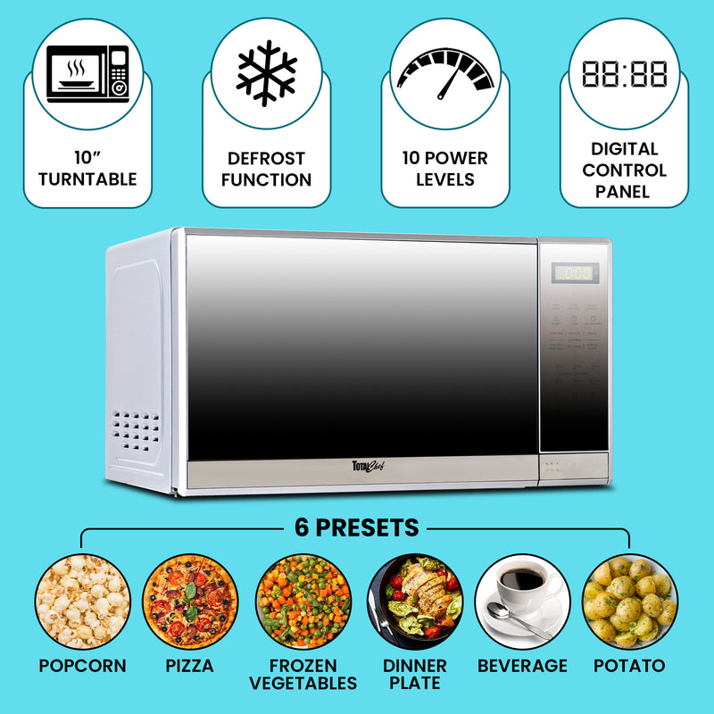 Koolatron 3.1 Cu Ft Compact Fridge + 700W Microwave Combo: Includes White Flat Back Fridge/Freezer + Total Chef 0.7 Cu Ft Stainless Steel Touch Control Microwave, Student Dorm Room, Office