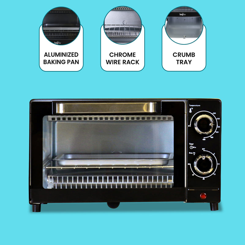 Koolatron 3.1 Cu Ft Compact Fridge + 4 Slice Toaster Oven: White Flat Back Countertop Fridge/Freezer + 1000 W Convection Oven