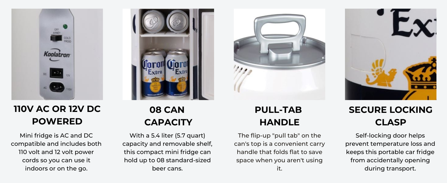 Corona Portable Mini Fridge | 8 Can | 5.4L