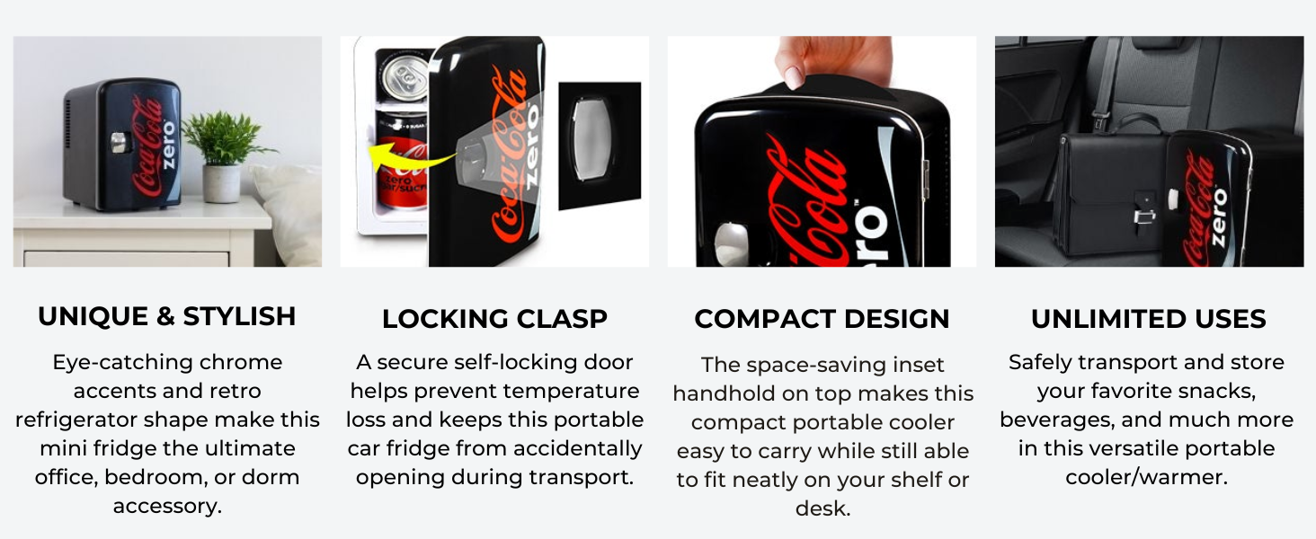 Coca Cola Coke Zero 4L Fridge | 6 Can | Black Coca Cola Coke Zero 4L Fridge | 6 Can | Black