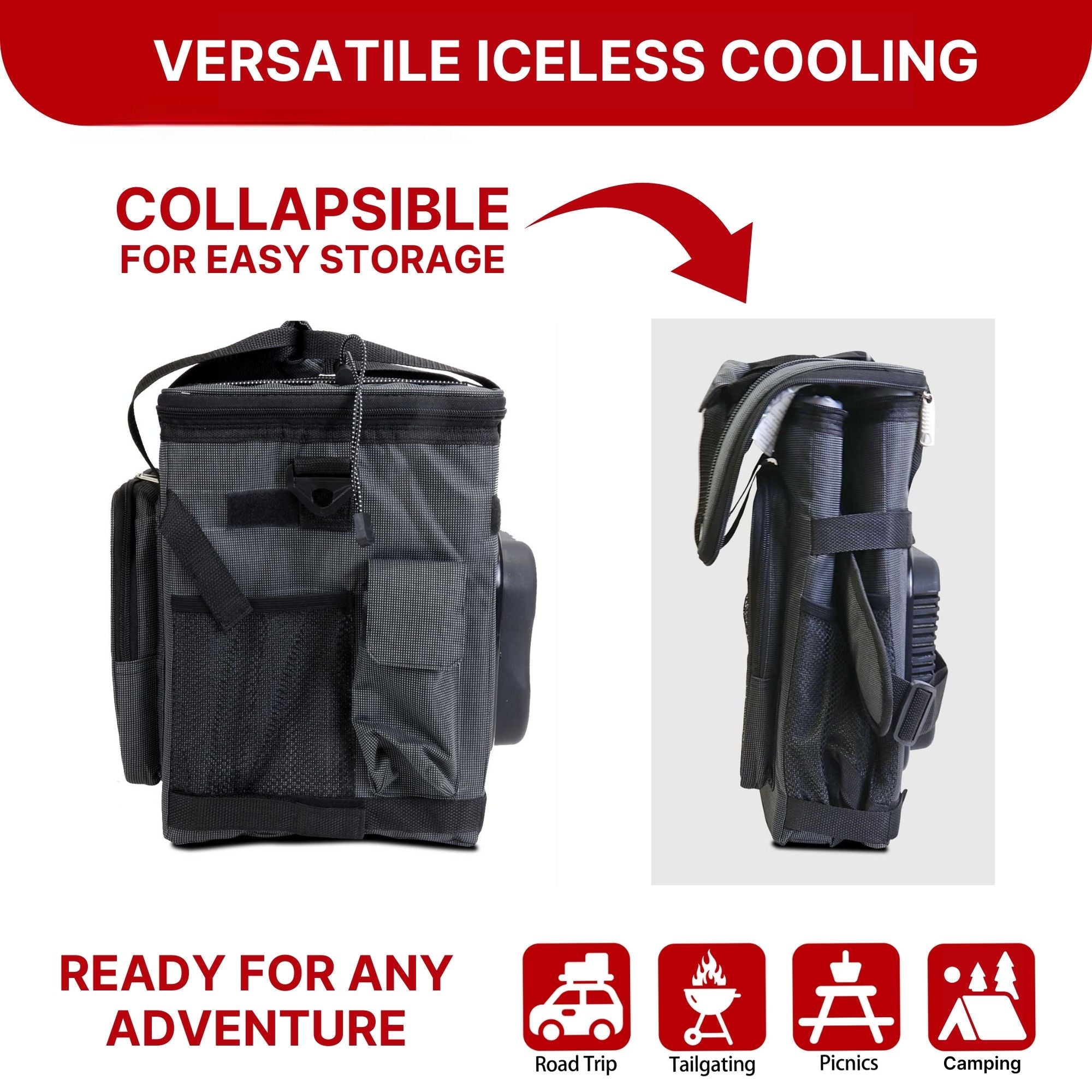 New Backpack Cooler Tackle Fishing Bag/Box With Shoulder Strap, Black