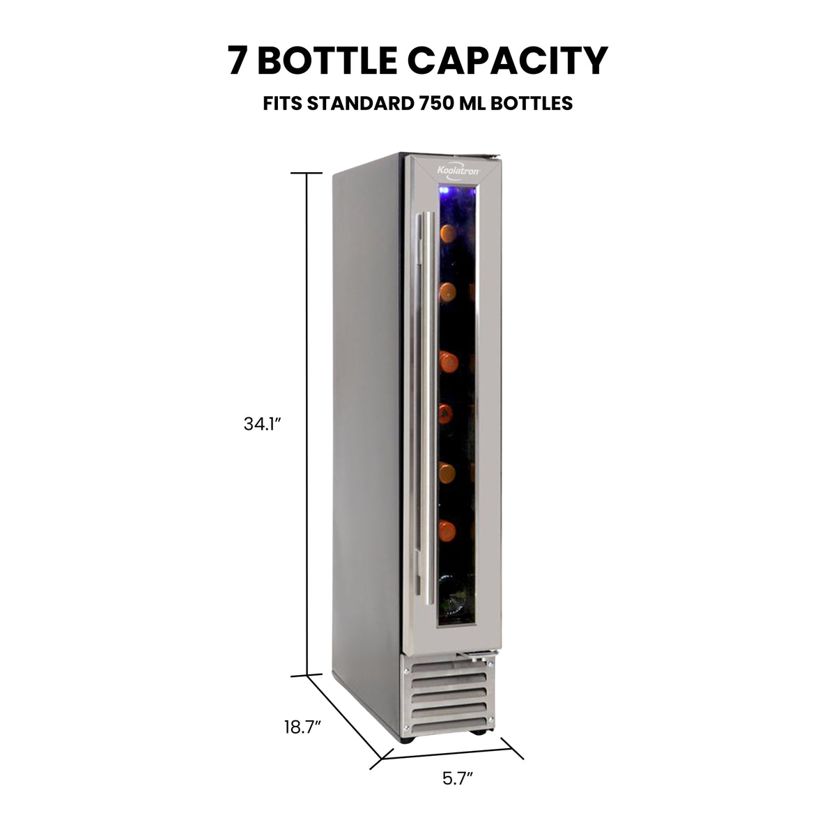 Koolatron 7-Bottle 6 in. Stainless Steel Built-In Wine Refrigerator