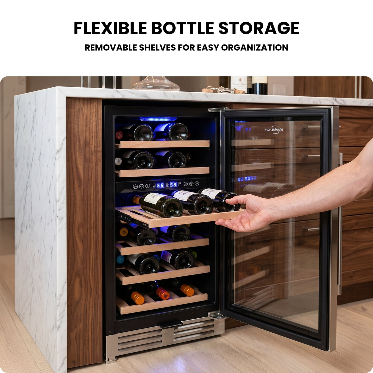 Koolatron 28-Bottle 15 in. Built-In Dual Zone Wine Fridge