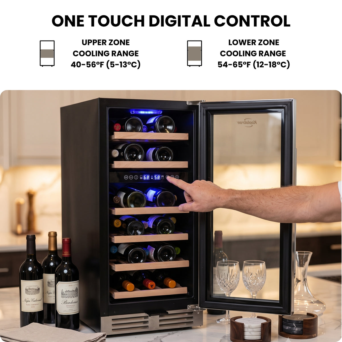 Koolatron 28-Bottle 15 in. Built-In Dual Zone Wine Fridge