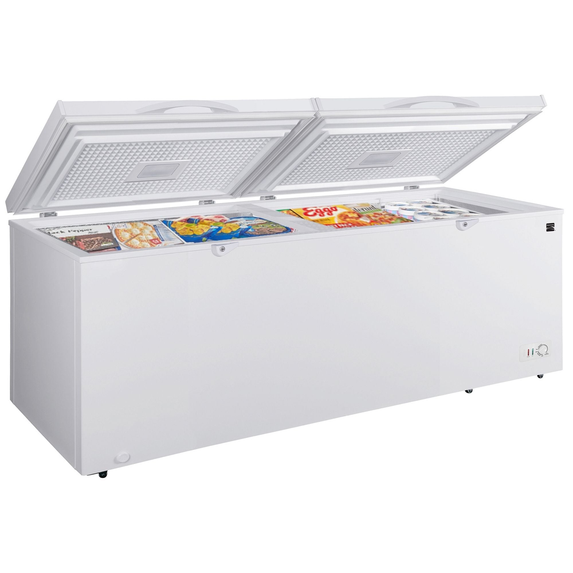 Kenmore convertible chest freezer/refrigerator, open, on a white background.