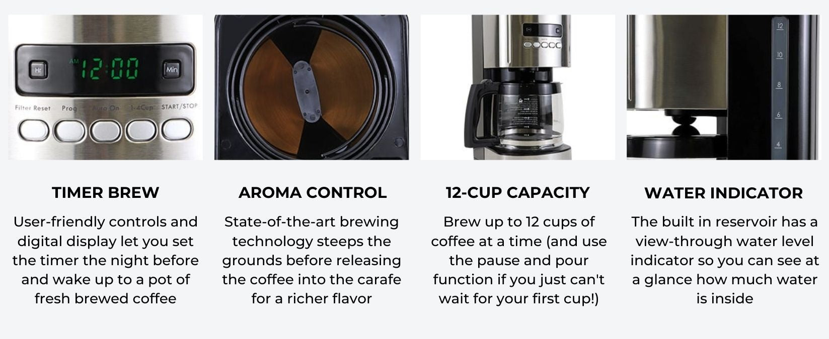 Coffeemaker ブラック・シルバー 約12カップ Kenmore Programmable Coffee Maker | 12-Cup | Black and Stainless Steel