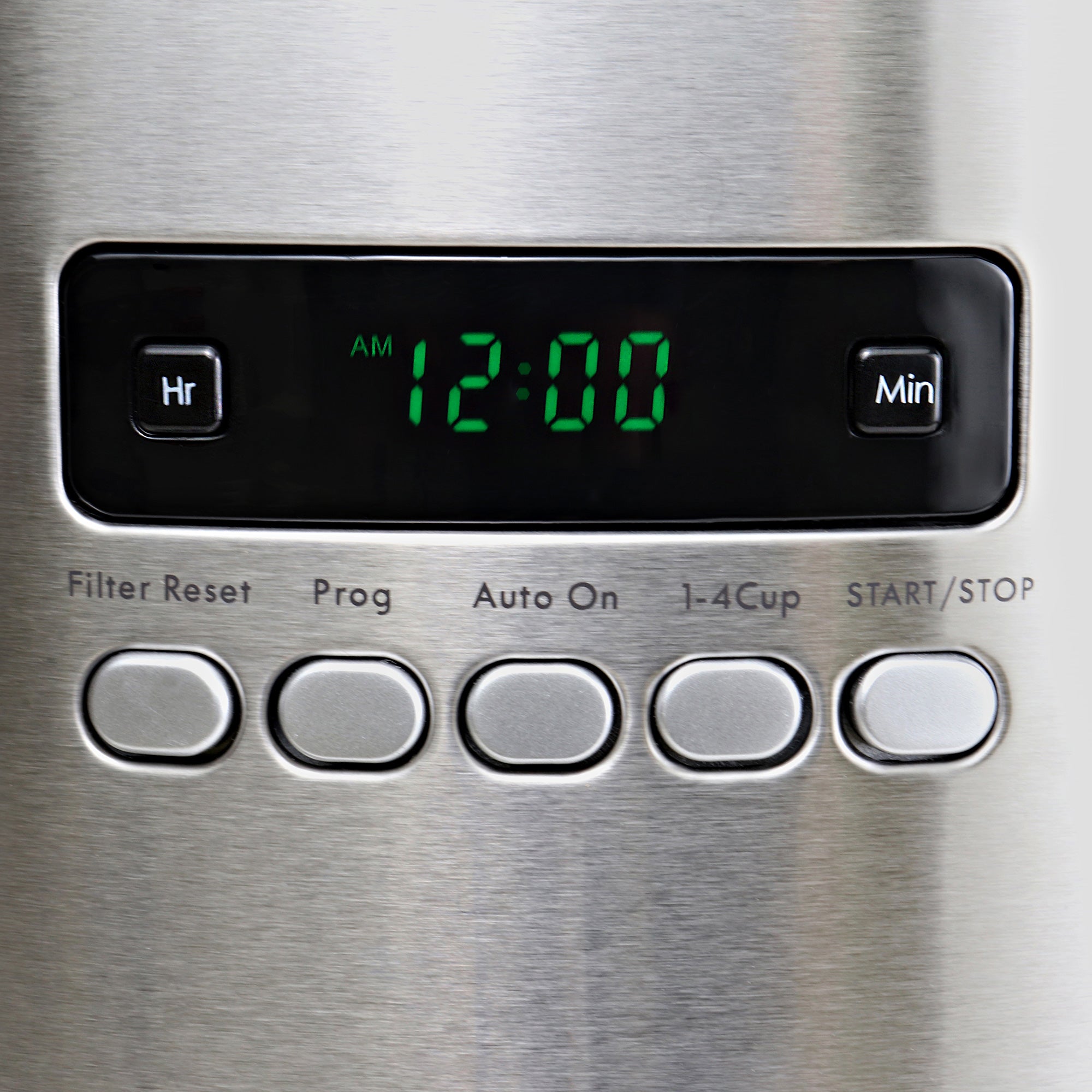 Closeup image of coffeemaker controls and digital display