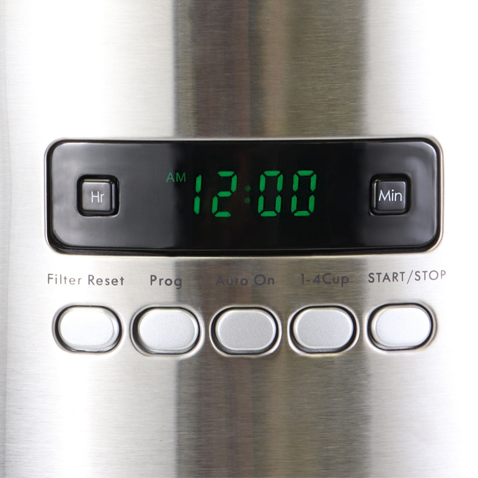 Closeup image of coffeemaker controls and digital display