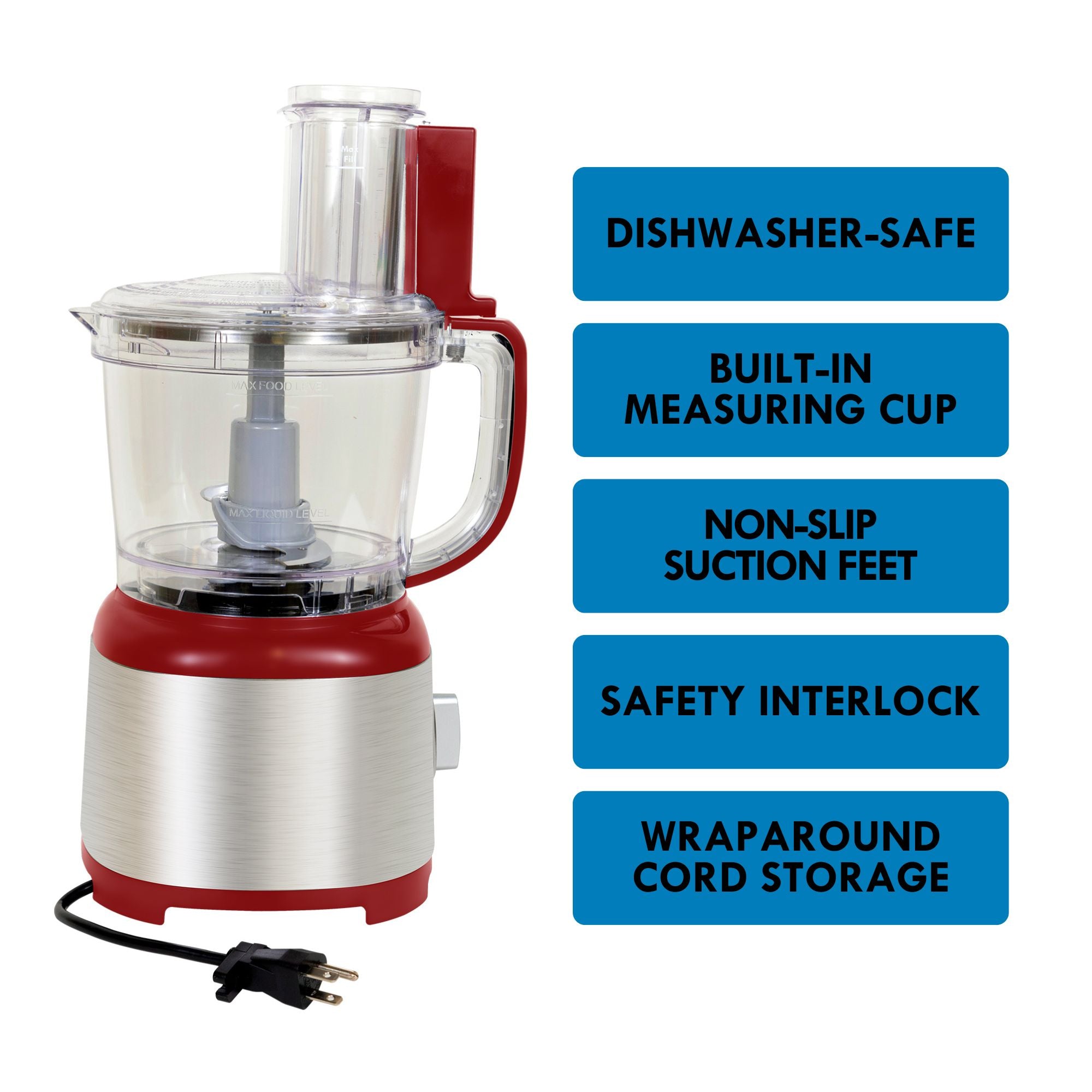 Kenmore 11-Cup Food Processor | Vegetable Chopper | Red and Silver