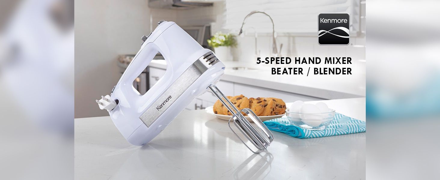 Kenmore Hand Mixer Beater Blender | 5-Speed | White