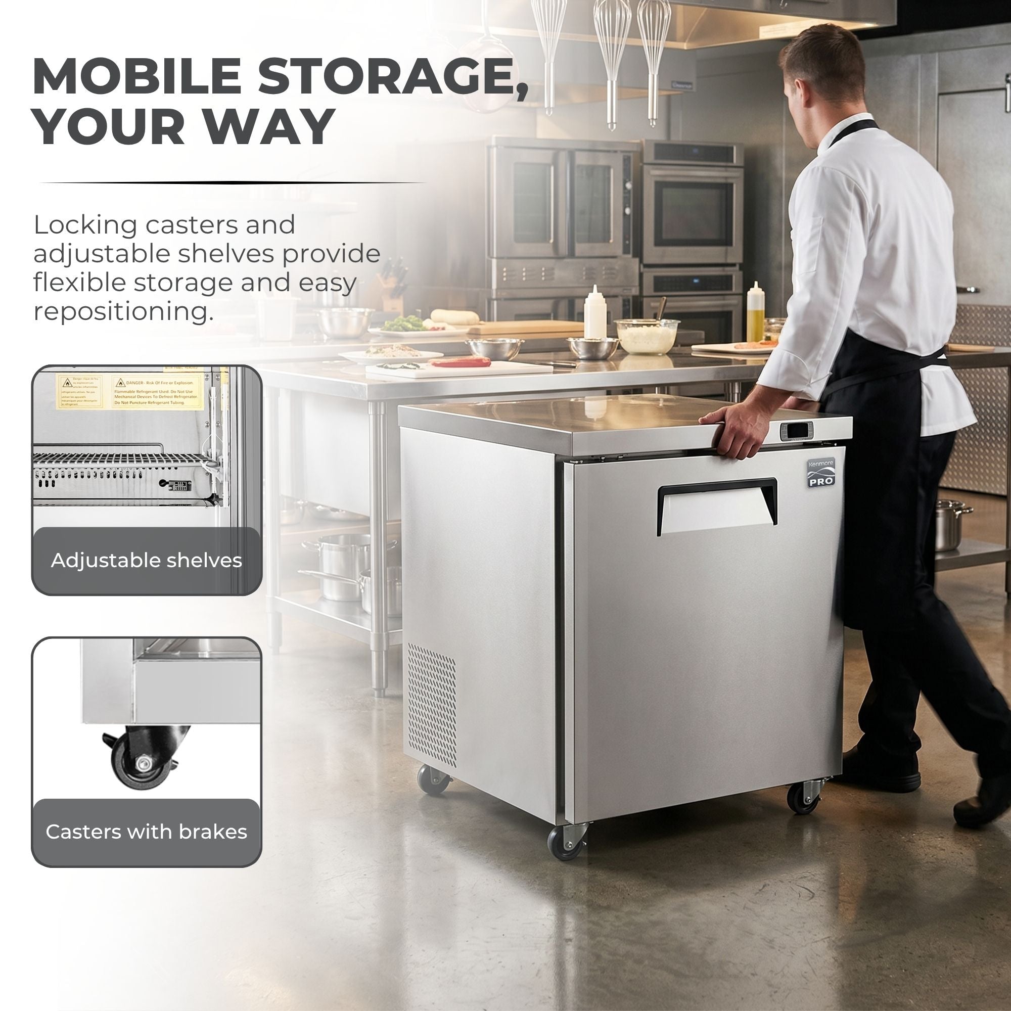 Kenmore PRO 7.2 cu.ft. Stainless Steel Undercounter Commercial Freezer/Refrigerator