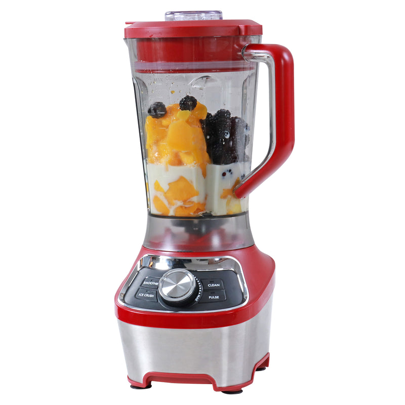 Kenmore 8-cup countertop blender filled with smoothie ingredients on a white background.