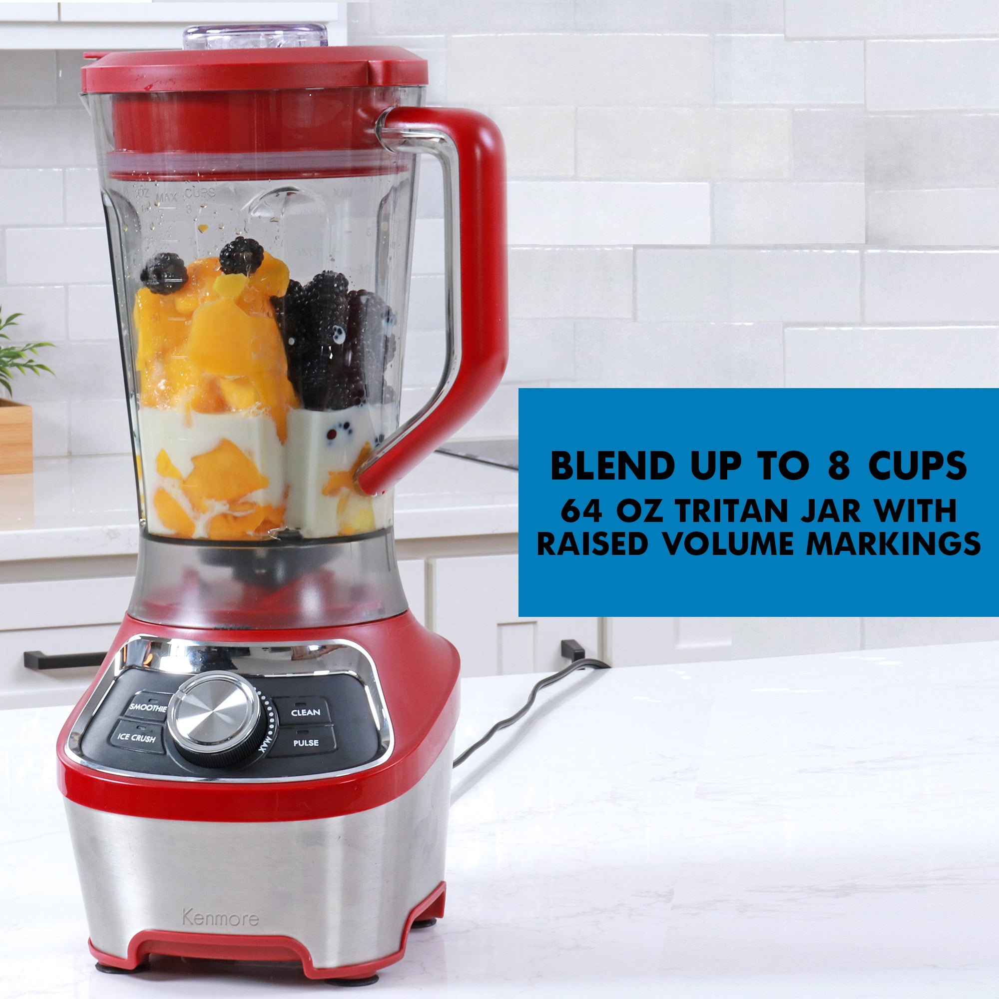Kenmore 64 oz Stand Blender 1200W | Smoothie Ice Crush Self-Clean