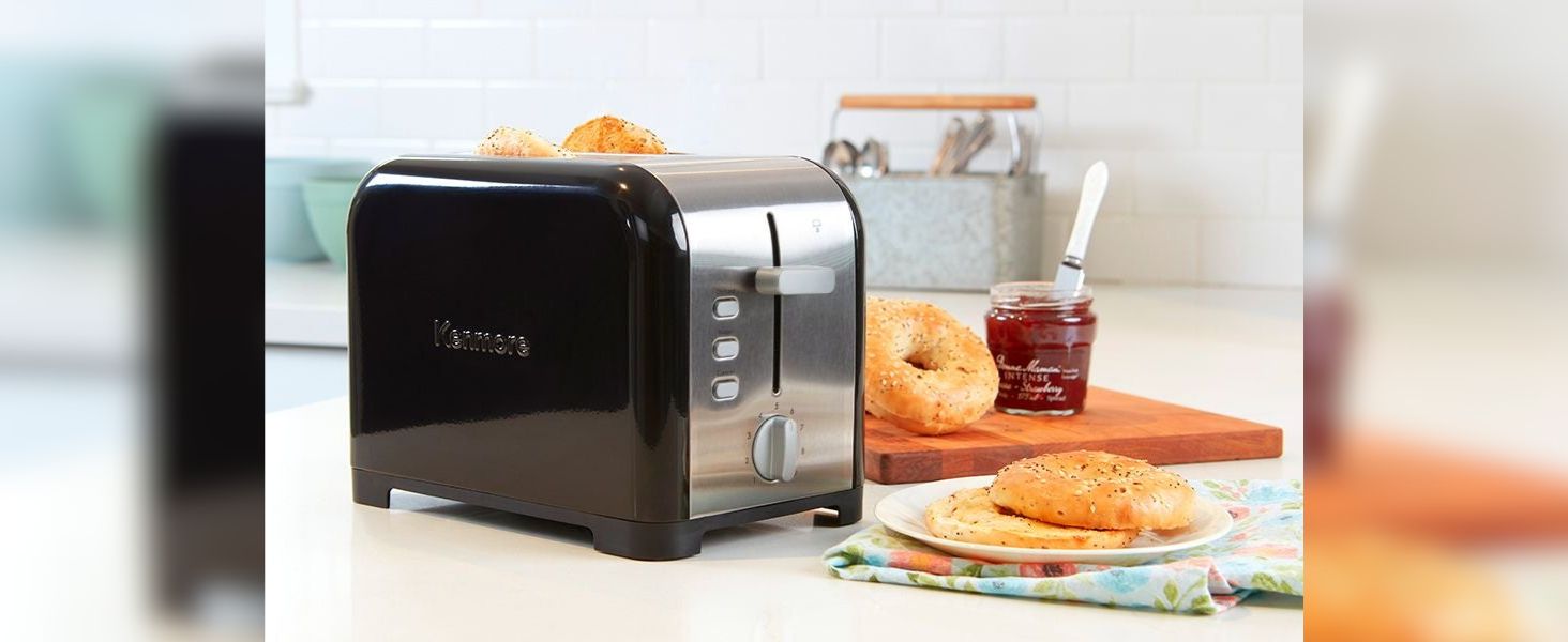 Kenmore Stainless Steel Toaster Extra Wide Slots 2-Slice Black