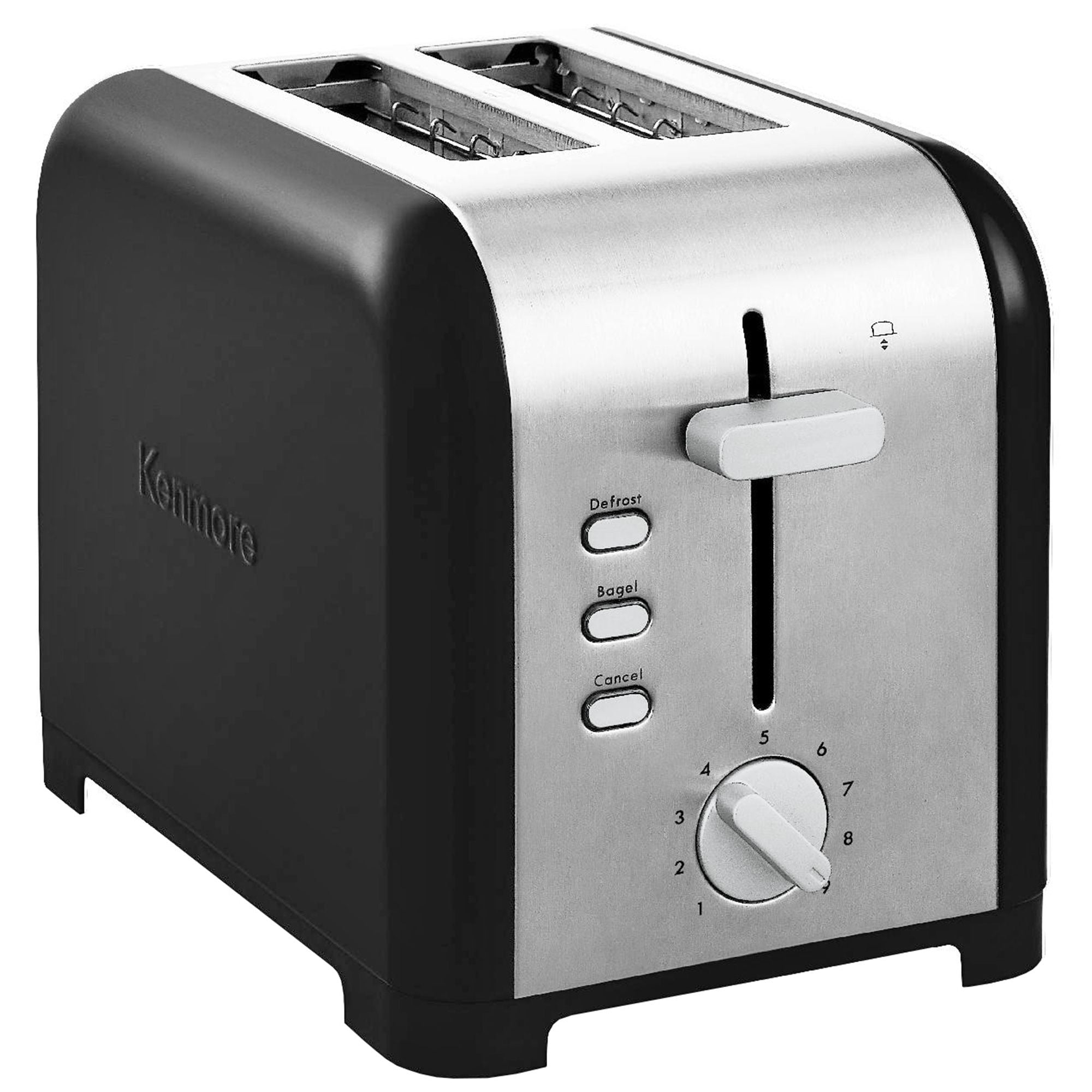 Kenmore 2-slice stainless steel toaster on a white background