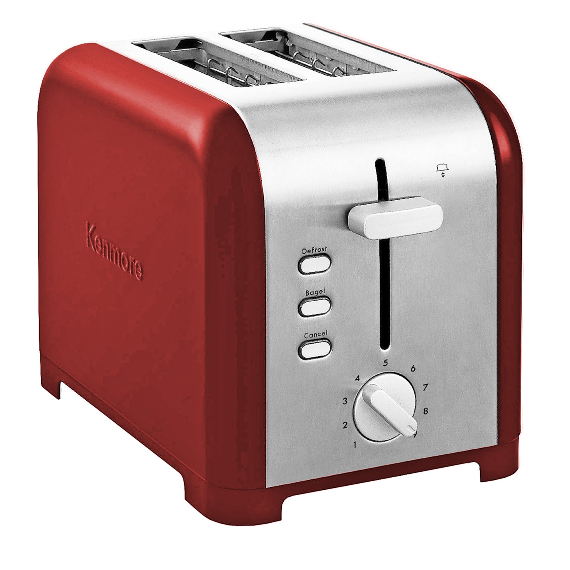 Kenmore 2-slice stainless steel toaster on a white background