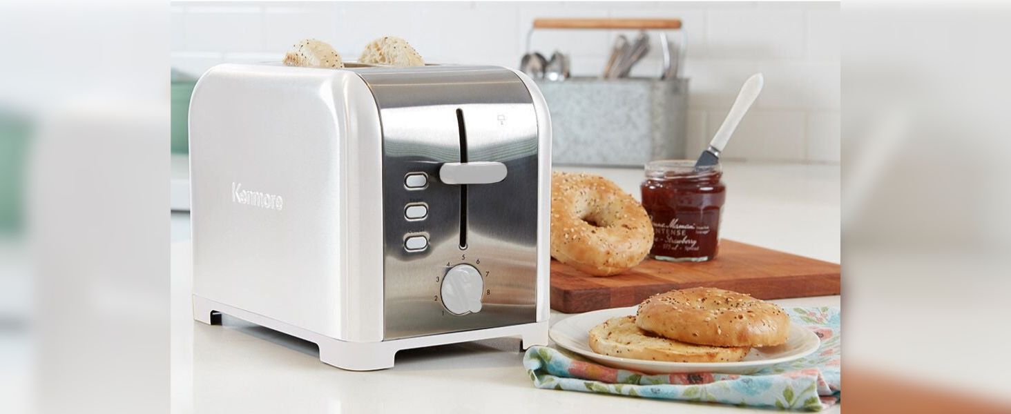 Kenmore Stainless Steel Toaster | Extra Wide Slots | 2-Slice | White
