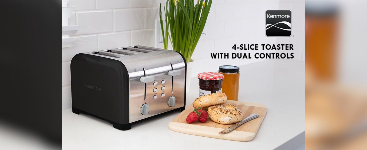 Kenmore 4-Slice Toaster with Dual Controls, Black