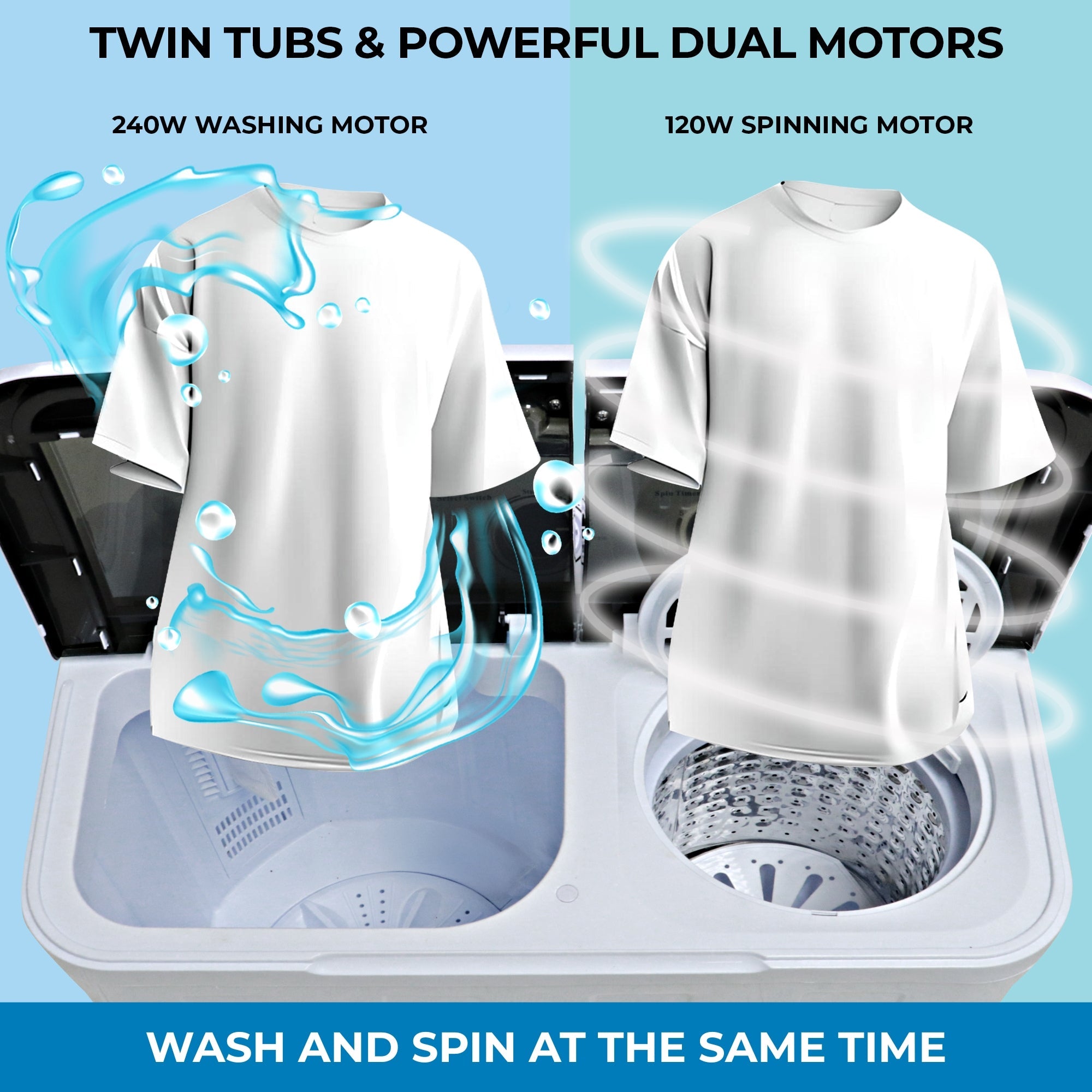 Kenmore 15.5 lbs Portable Twin Tub Washer & Spin Dryer | White