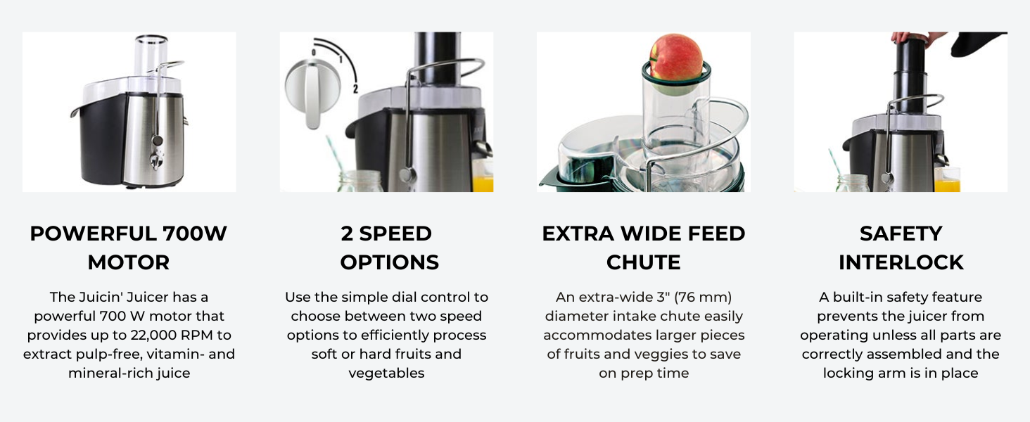 Total Chef Juicin' Juicer Wide Mouth Juice Extractor | 700W