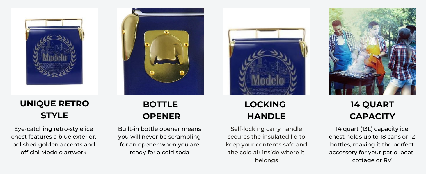 Modelo Retro Ice Chest Cooler | Bottle Opener | 13L