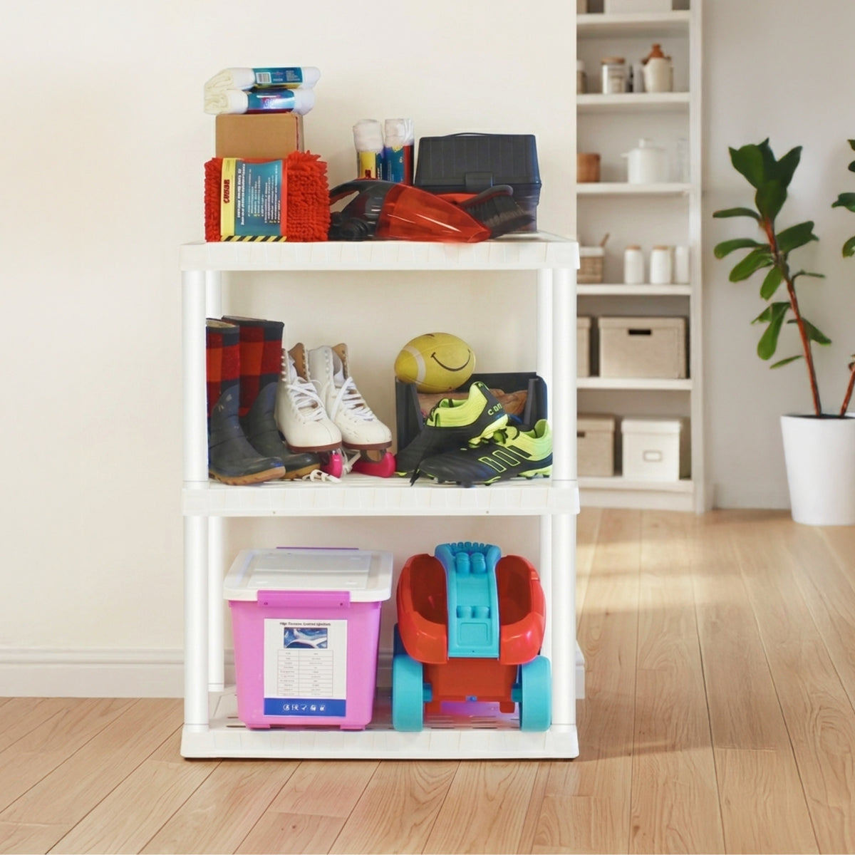 Oskar 3-Tier Plastic Shelving Unit, White