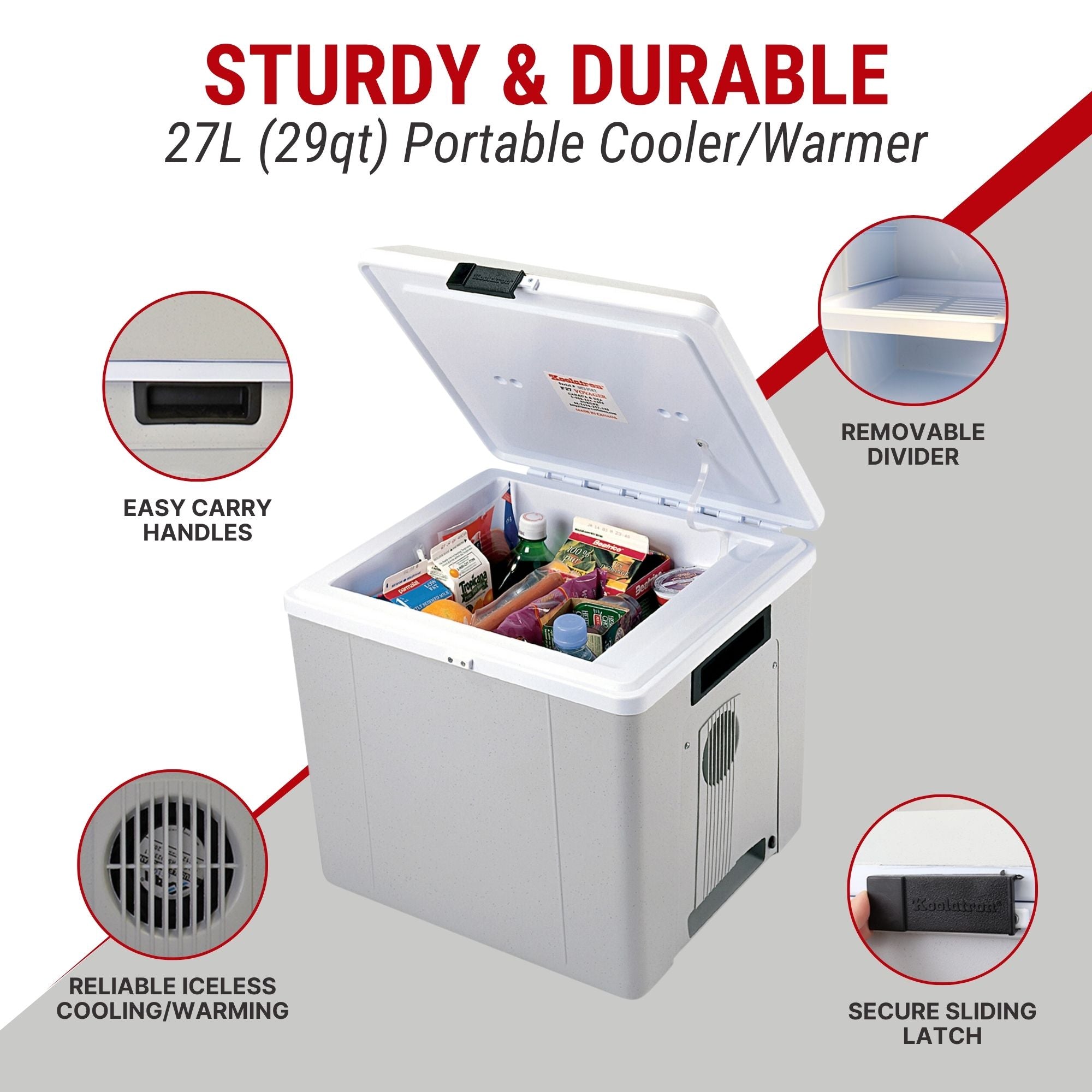 Koolatron 12V Electric Cooler/Warmer | Plug-In Car Fridge | 27L/29QT