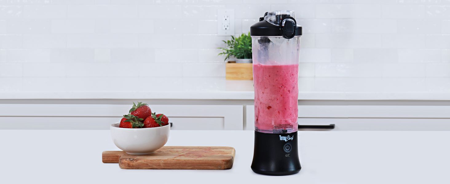 Total Chef Draagbare Mini Blender - Draadloze Persoonlijke Smoothie Maker Juicer Usb Oplaadbare 600ml Cup Met Deksel En 6 Blades Ideaal Voor Babyvoeding Gezonde Shakes Gym Reizen Sport Onderweg Wit Total Chef Draagbare Mini Blender - Draadloze Persoonlijke Smoothie Maker Juicer Usb Oplaadbare 600ml Cup Met Deksel En 6 Blades Ideaal Voor Babyvoeding Gezonde Shakes Gym Reizen Sport Onderweg Wit