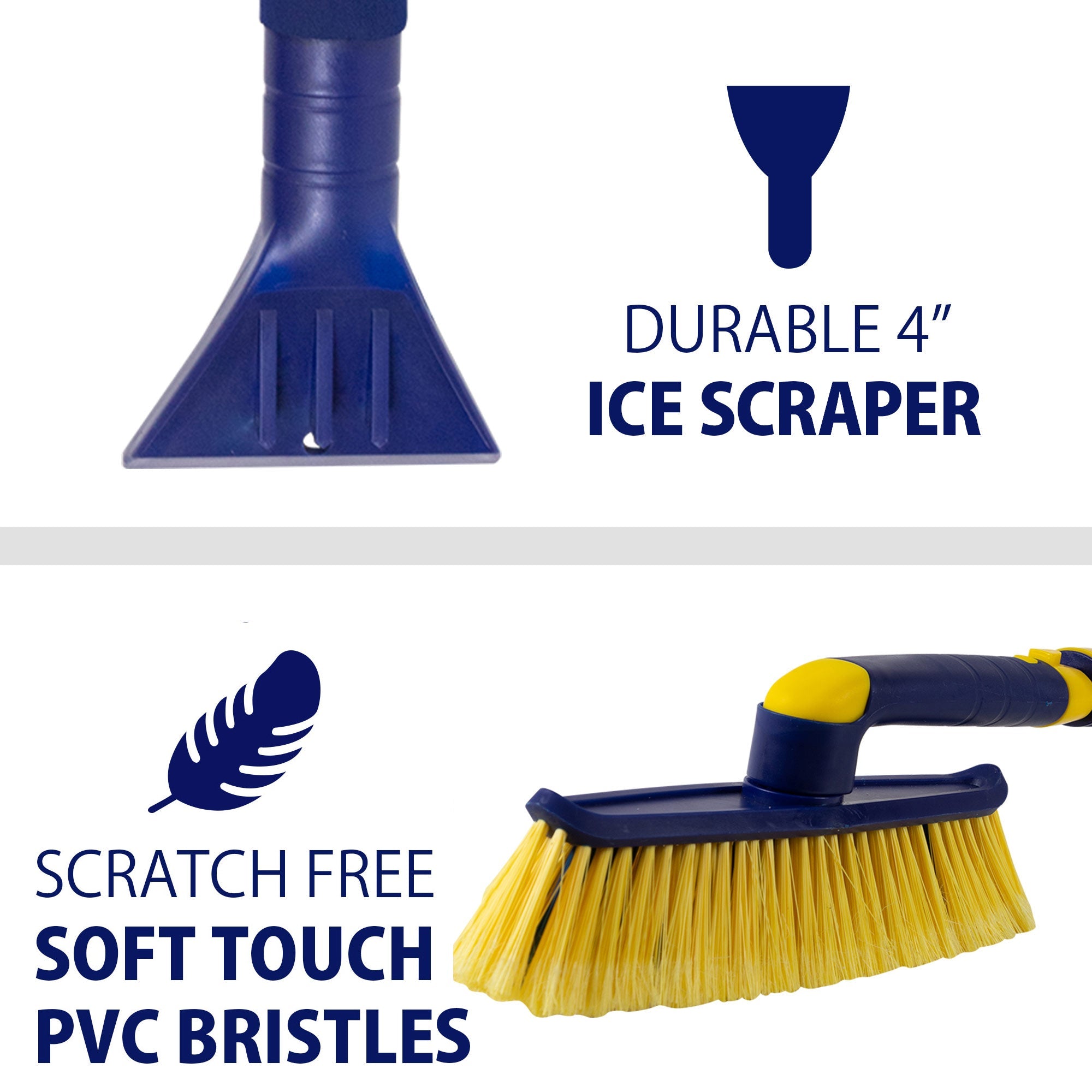 2 In 1 Ice Scraper And Snow Brush - Scratch Free Soft Bristles