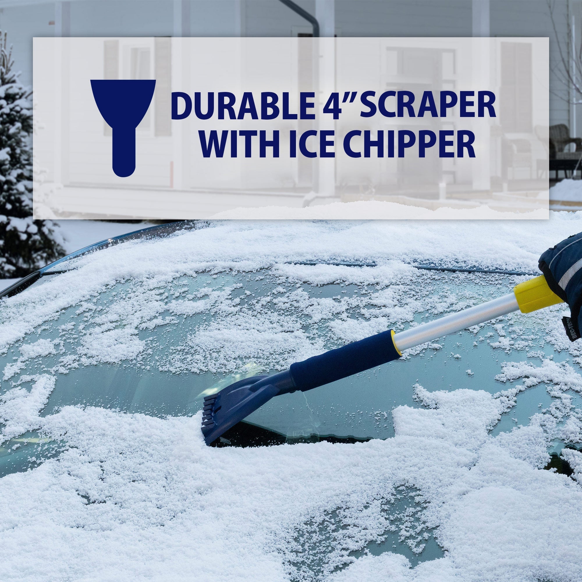 EXTENDABLE SNOW ICE with Brush Scraper Squeegee Snow Auto Ice