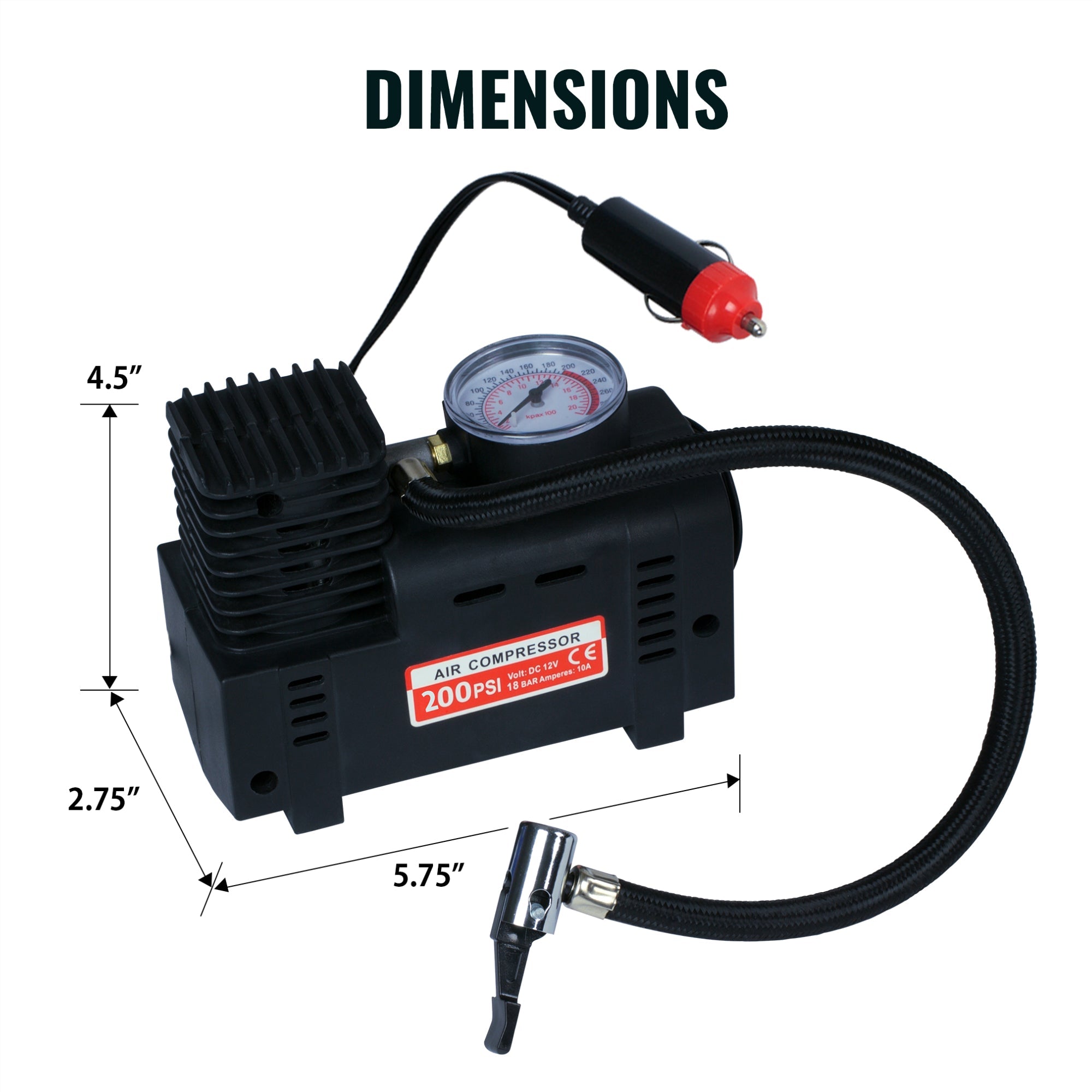 Portable Mini Air Compressor 12Volt 12v DC Electric Tire Inflator Pump  250PSI