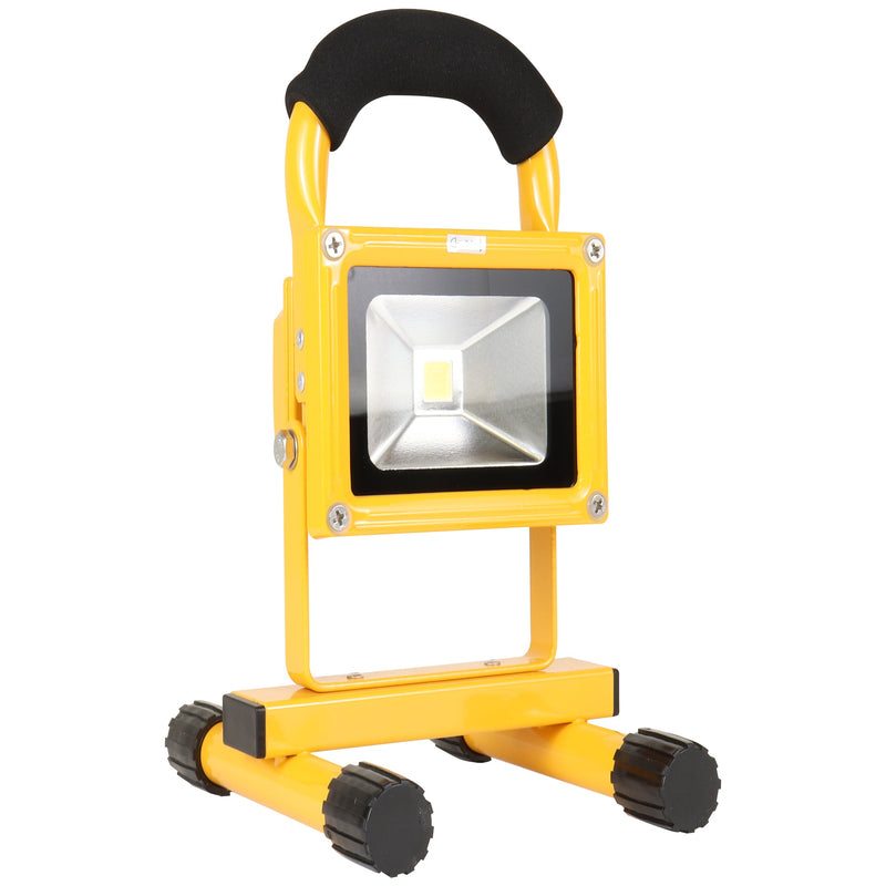 Product shot of 12V rechargeable work light, fully expanded, on a white background