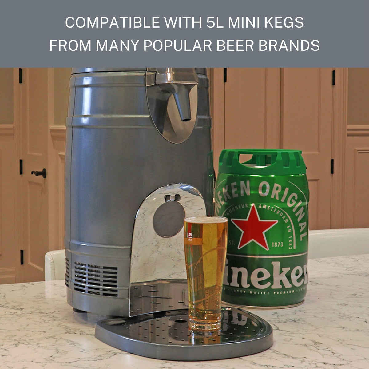 Koolatron 5L Mini Keg Beer Cooler 110V AC 12V DC w/ Dual Taps