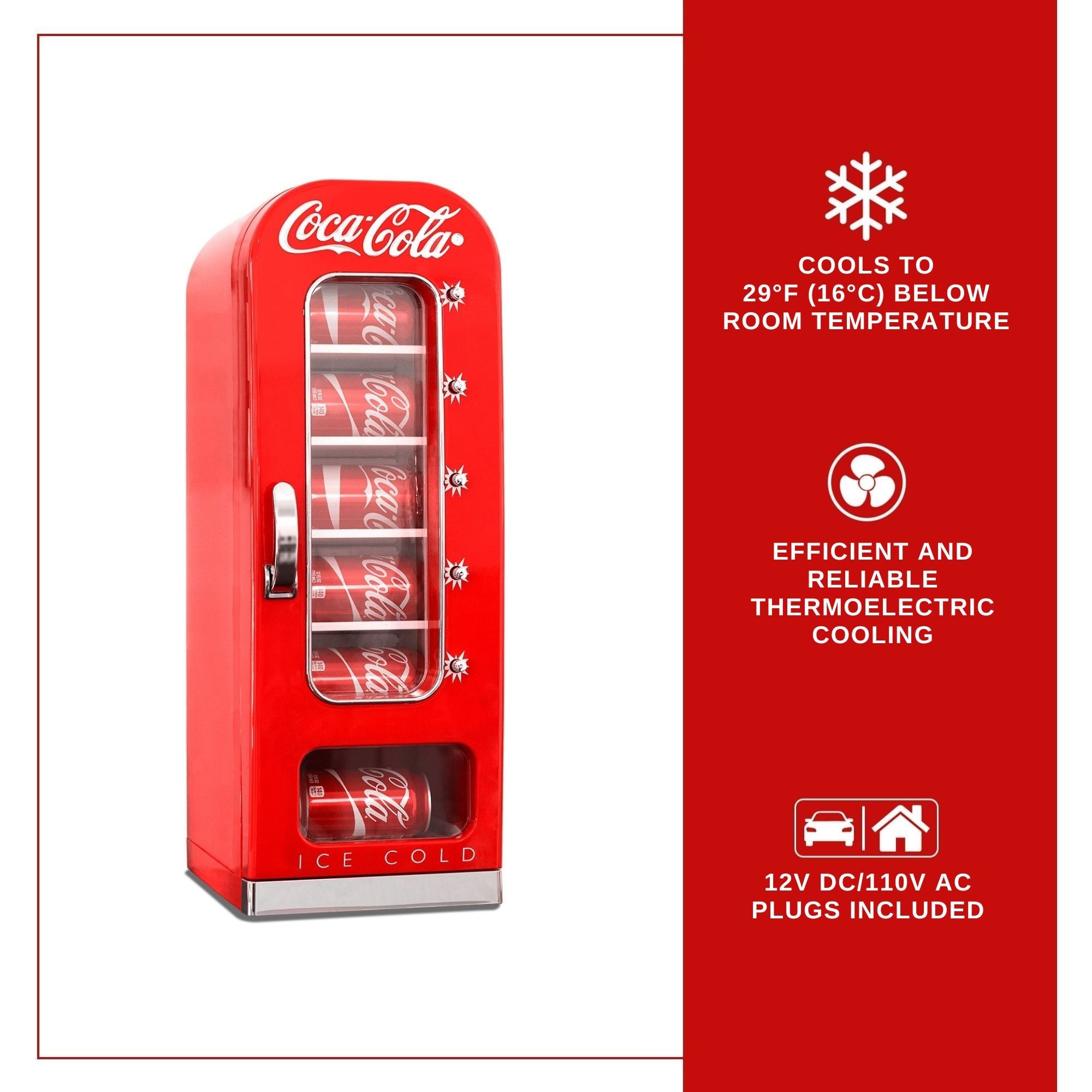 Koolatron CVF18 10-Can Coca Cola Retro Vending Fridge - Red