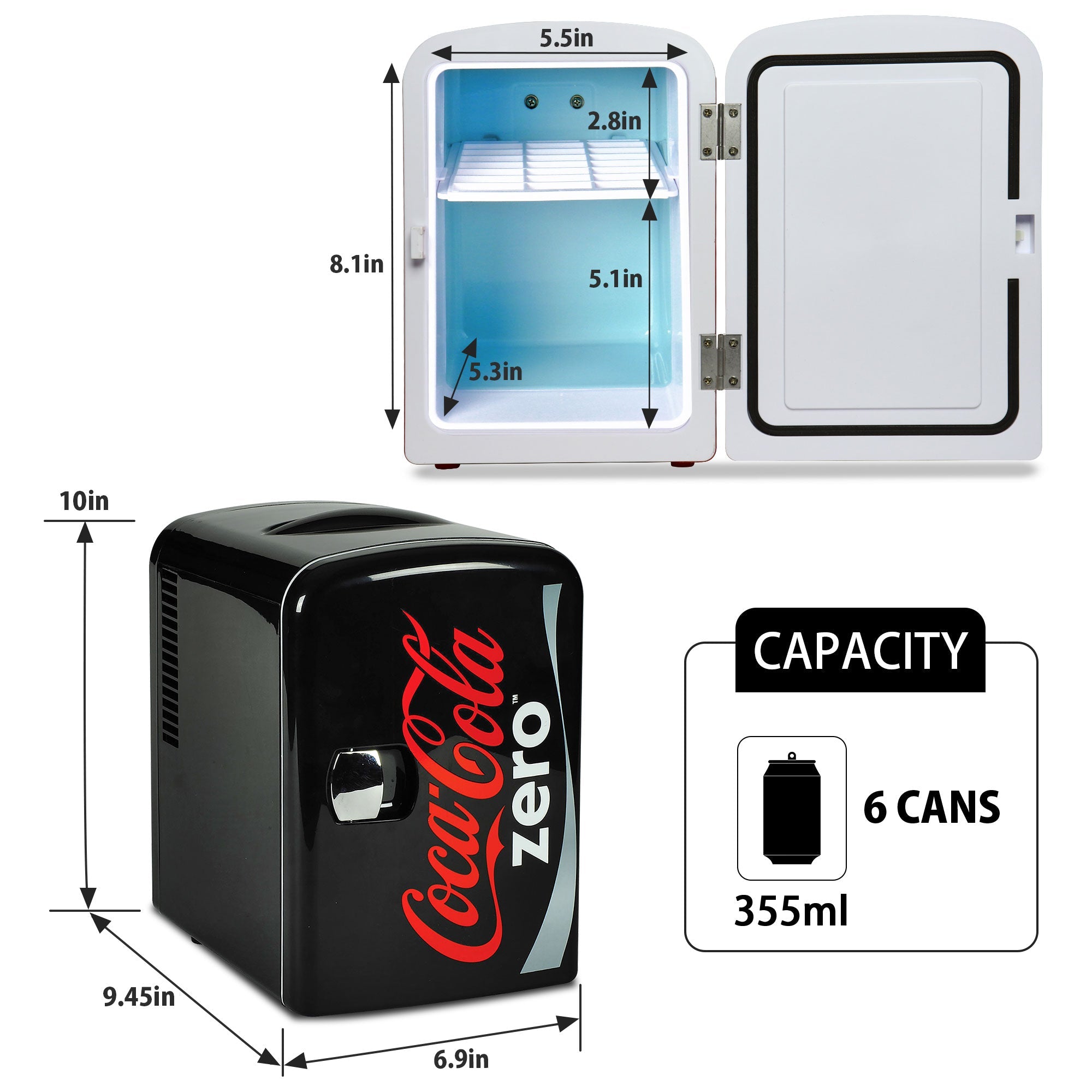 Coca-Cola Coke Zero 4L Portable Cooler/Warmer 12V AC/DC Mini Fridge - Thumbnail 5