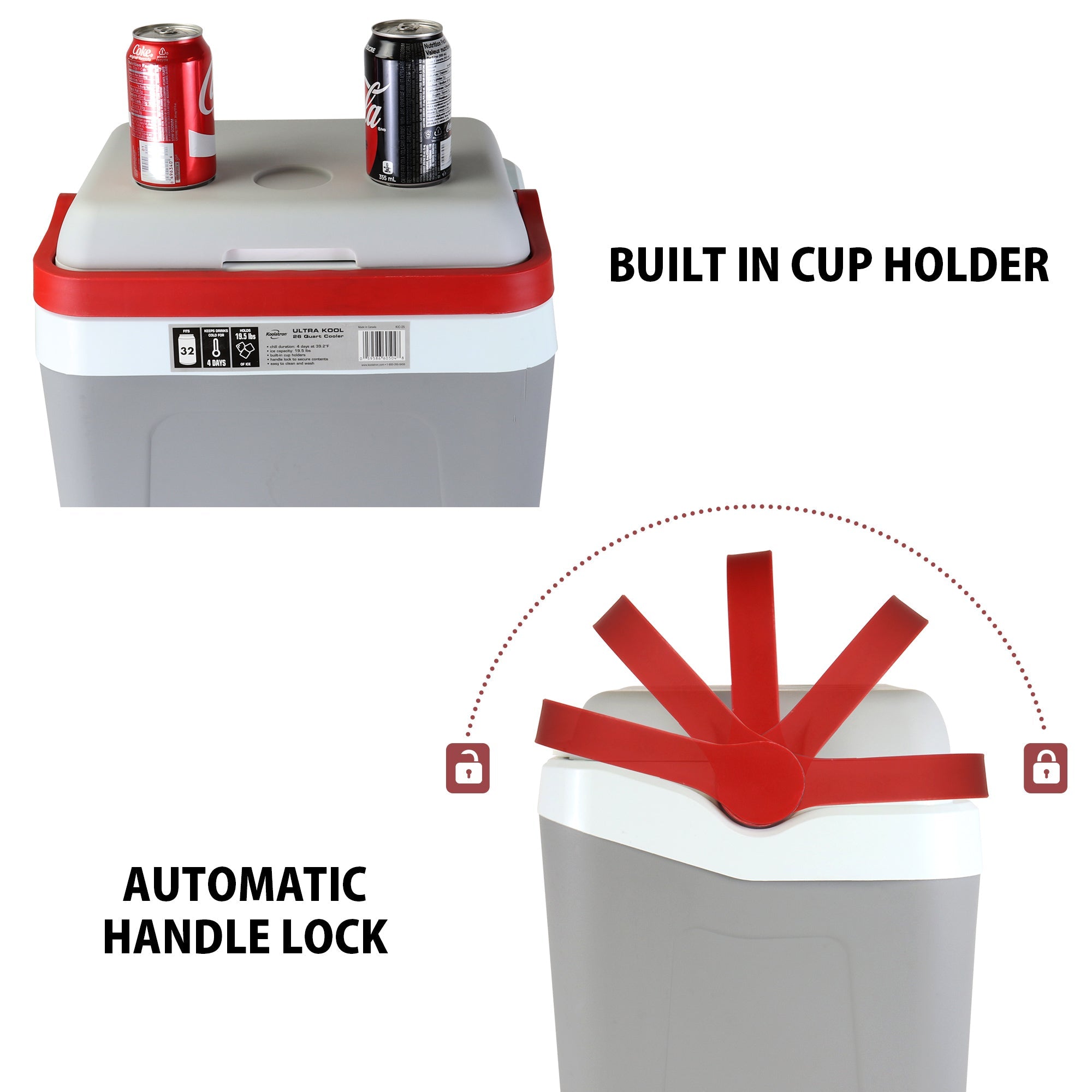 Koolatron Ice Chest Cooler | Locking Carry Handle | 25L (26 qt)