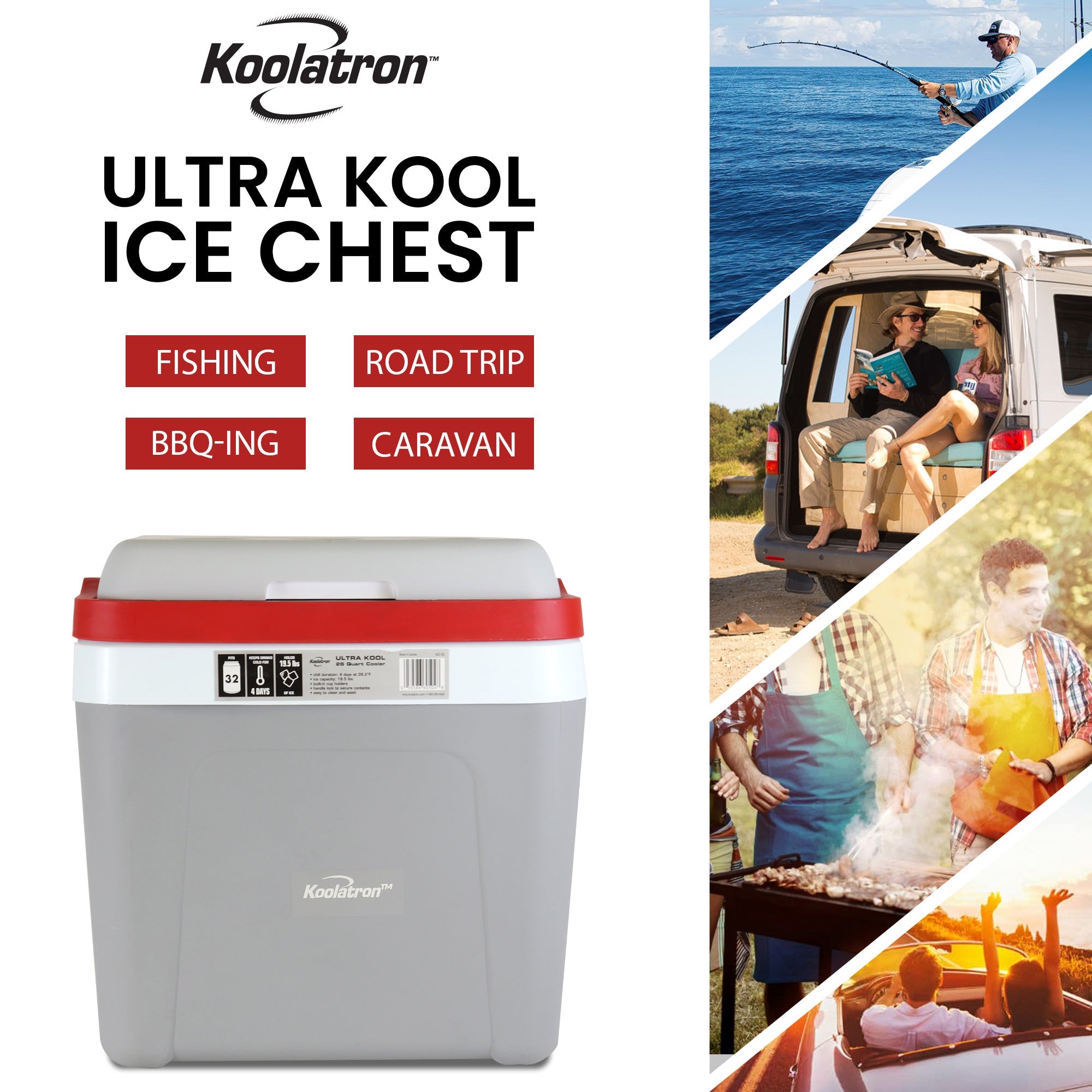 Koolatron Ice Chest Cooler | Locking Carry Handle | 25L (26 qt)