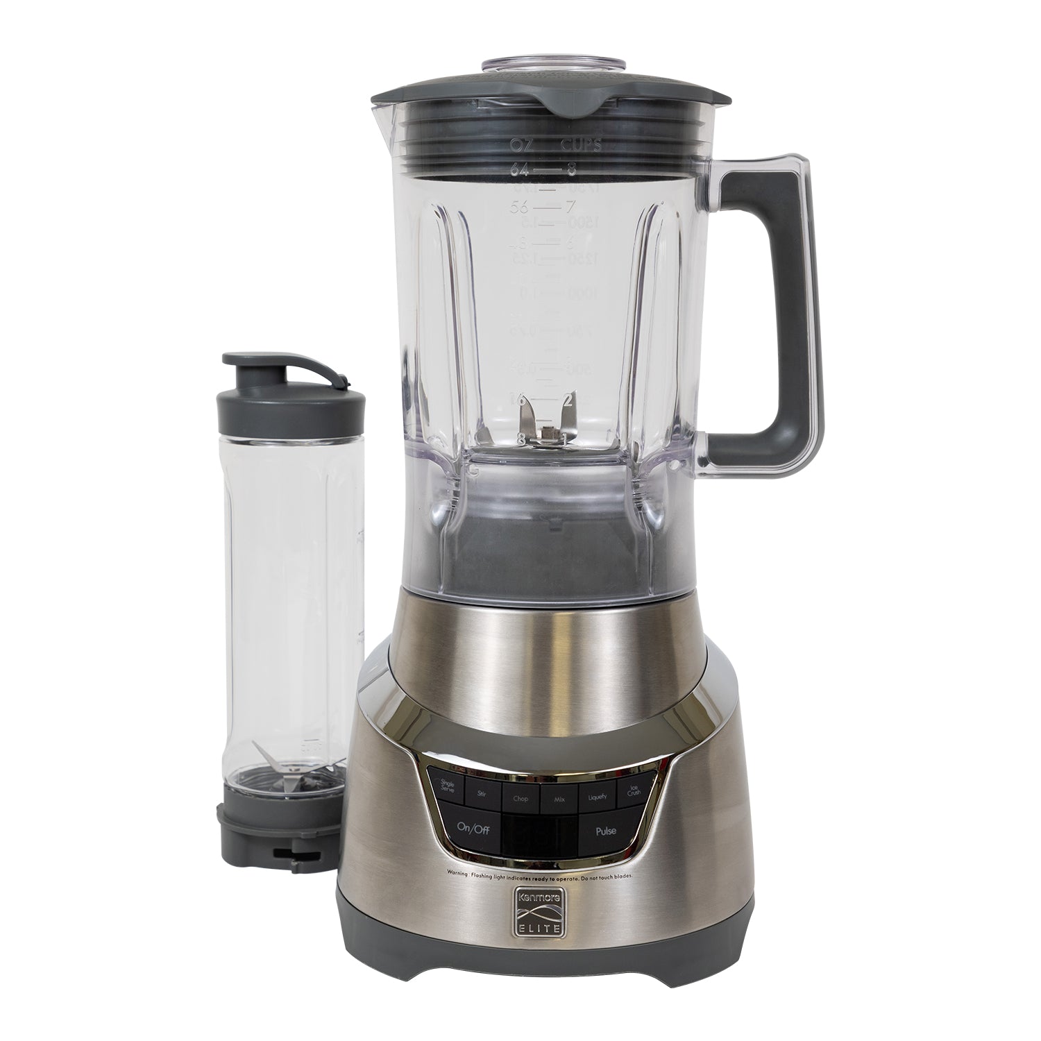 Kenmore Elite 1.3 horsepower blender and travel blending cup on a white background