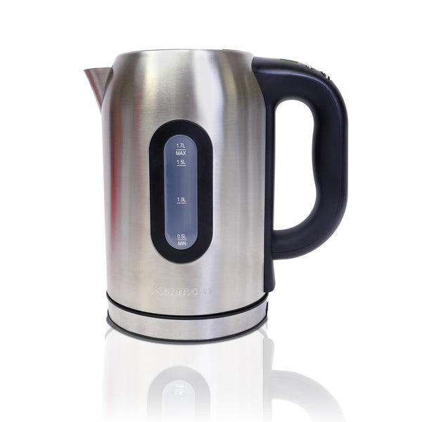 Product shot of Kenmore cordless programmable electric kettle on a white background